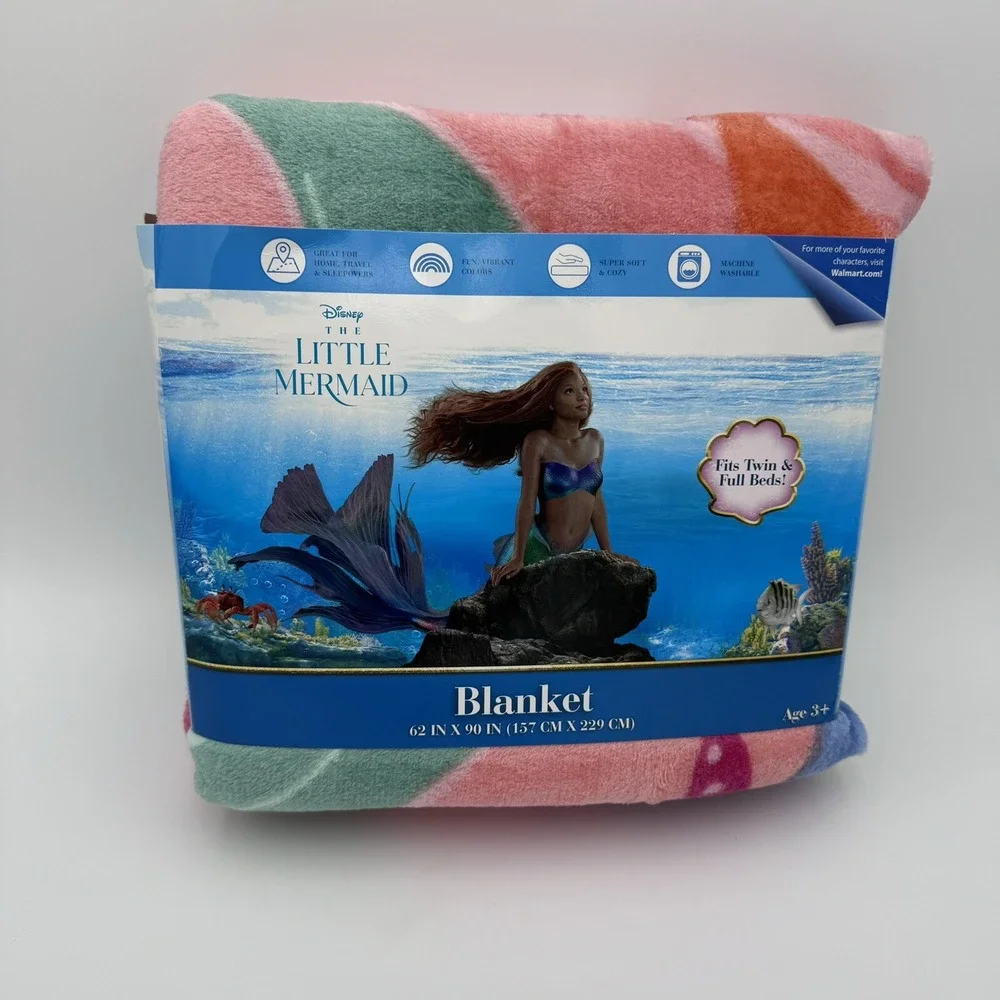 Disney The Little Mermaid Live Action‎ Movie Plush Throw Blanket 62in x 90in T/F